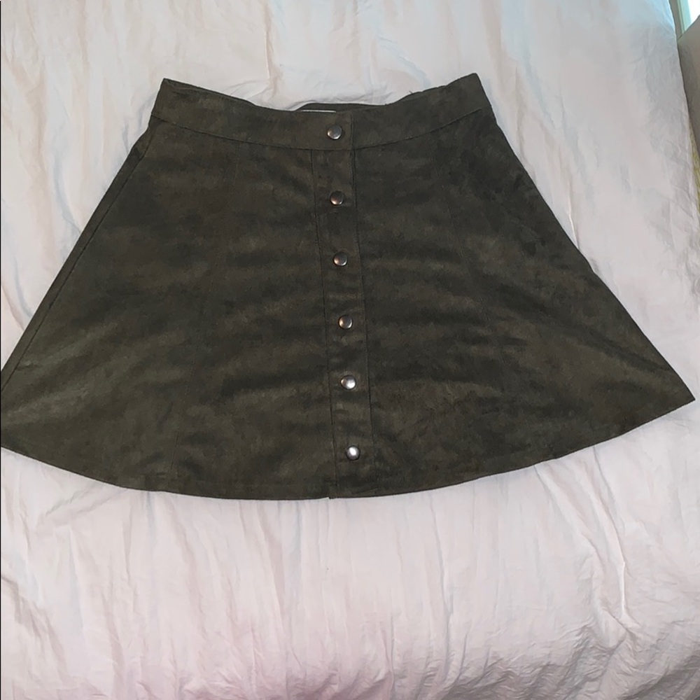 Olive Green Suede Women’s Skirt
